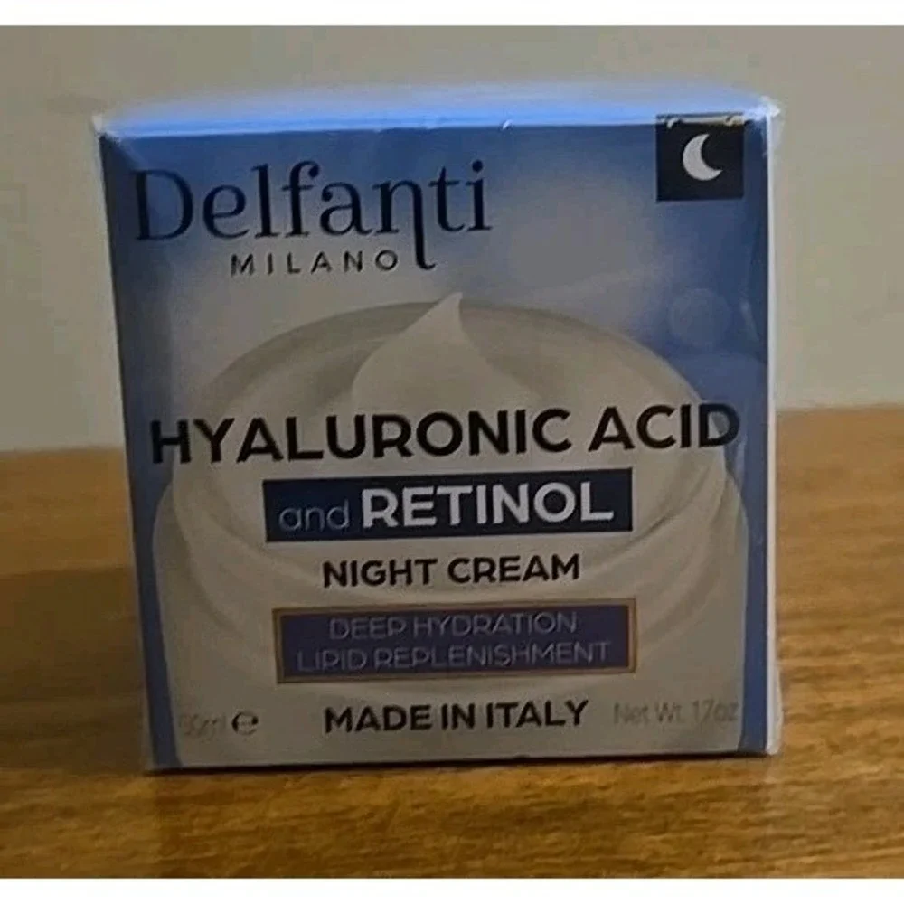 Delfanti Hyaluronic Acid and Retinol Night Cream Deep Hydration w/ Lipids 1.7 oz